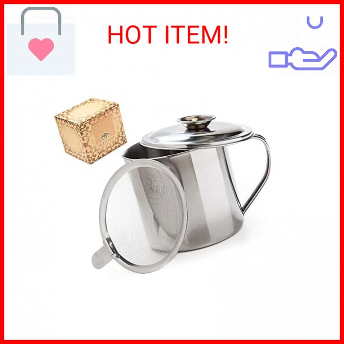 Aulett Home 40oz bacon fat container with strainer