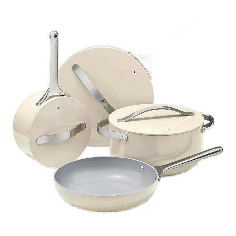 Caraway ceramic non-stick cookware set cream