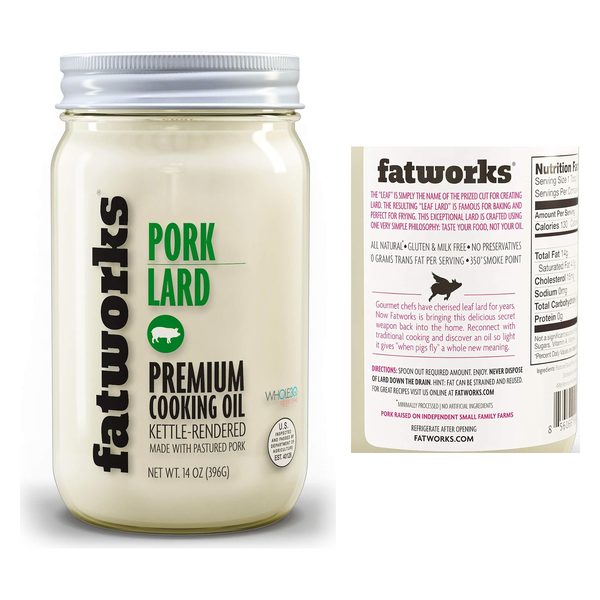 Fatworks Premium Pasture Raised Lard with nutrition label
