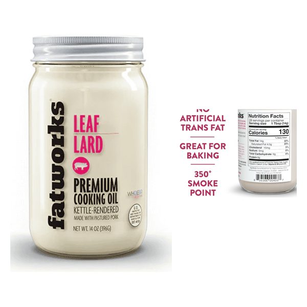 Fatworks Pasture Raised Leaf Lard with nutrition label