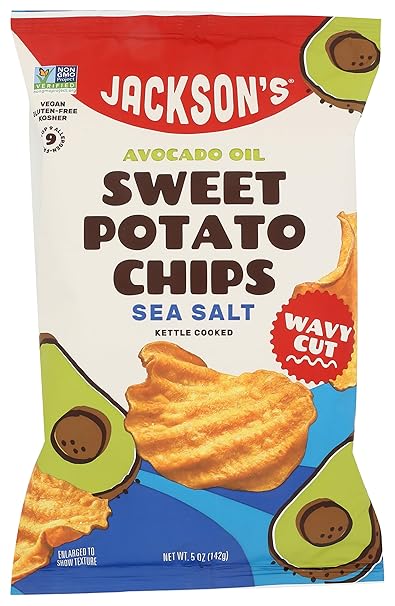 Jacksons sweet potato chips cooked in coconut oil