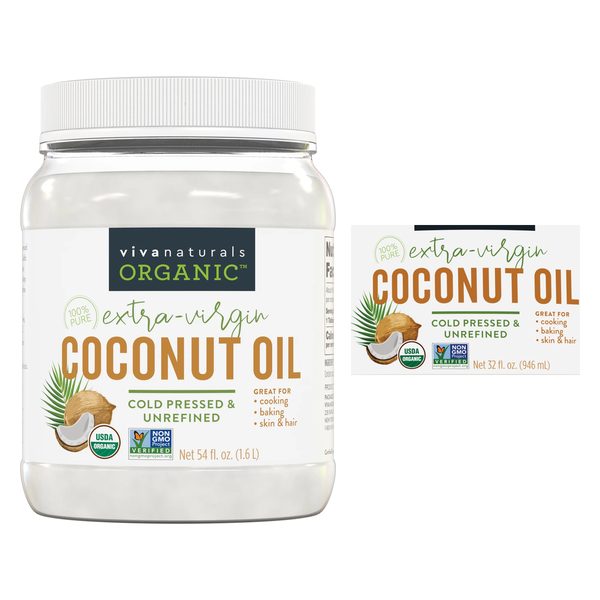 Viva Naturals Organic Virgin Coconut Oil with nutrition label