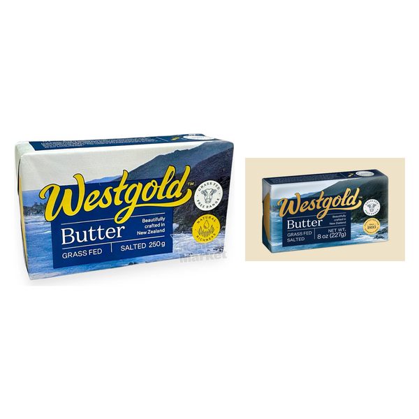 Westgold New Zealand Grass-Fed Butter with nutrition label