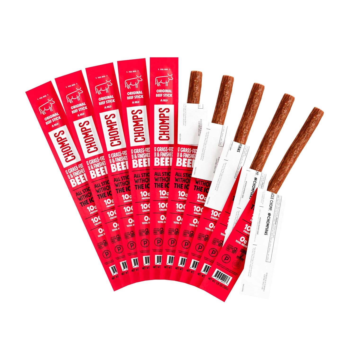 Chomps grass-fed beef jerky snack sticks