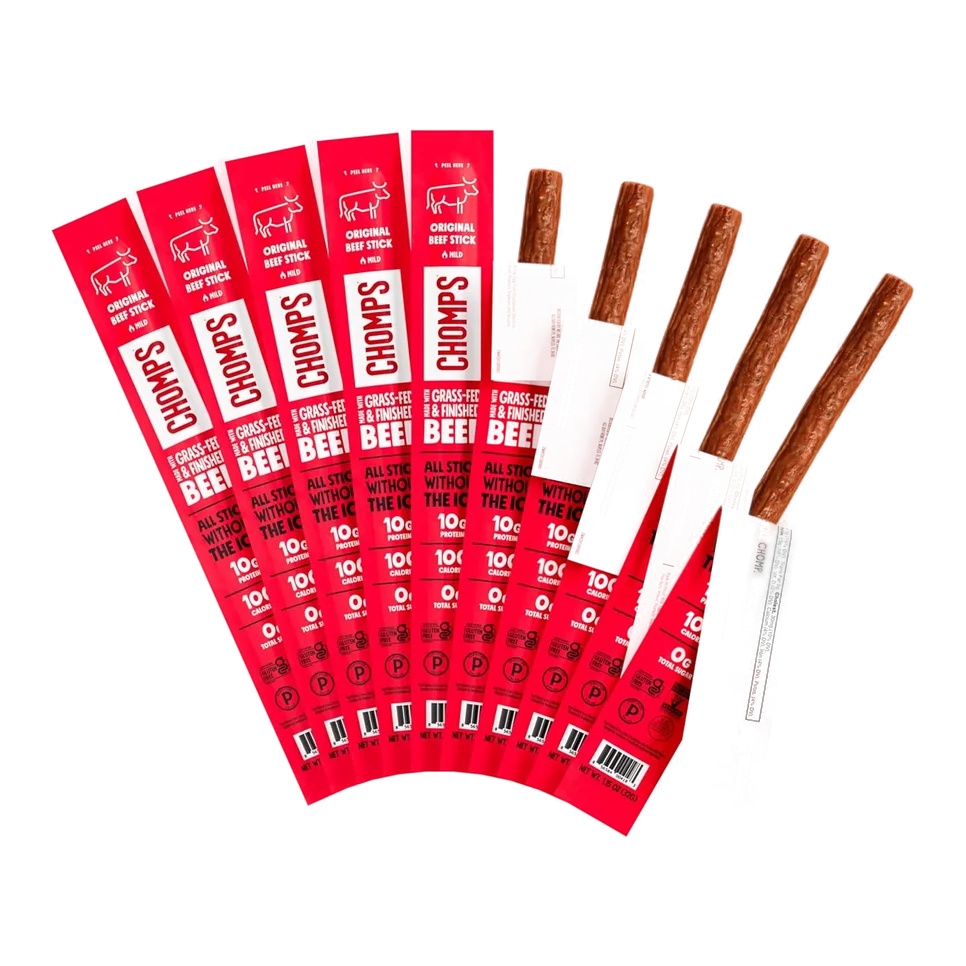 Chomps grass-fed beef jerky snack sticks