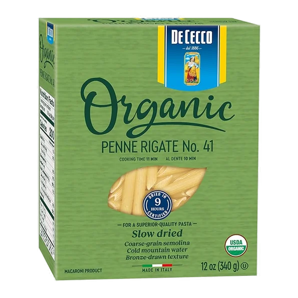 De Cecco organic bronze cut penne rigate pasta