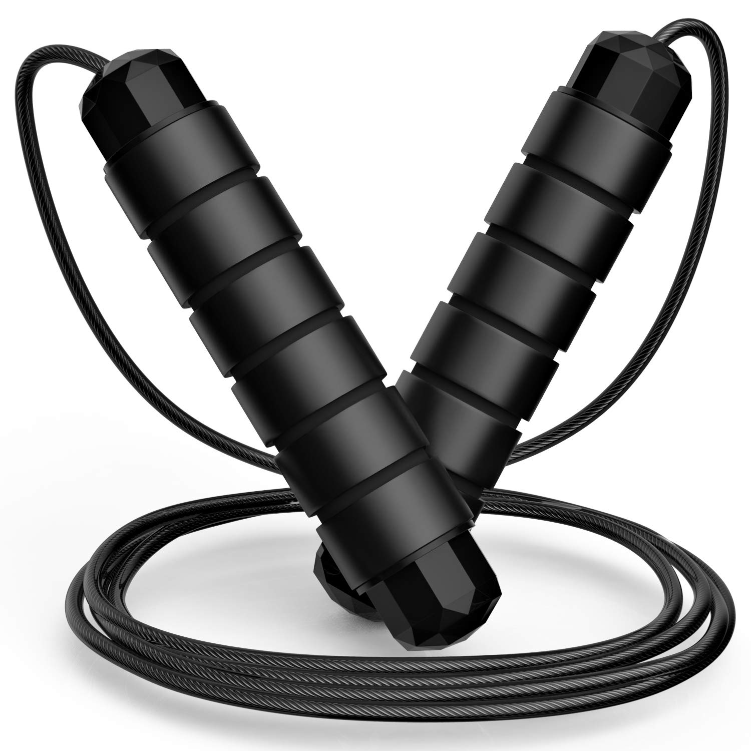 Tangle-free rapid speed jump rope with ball bearings