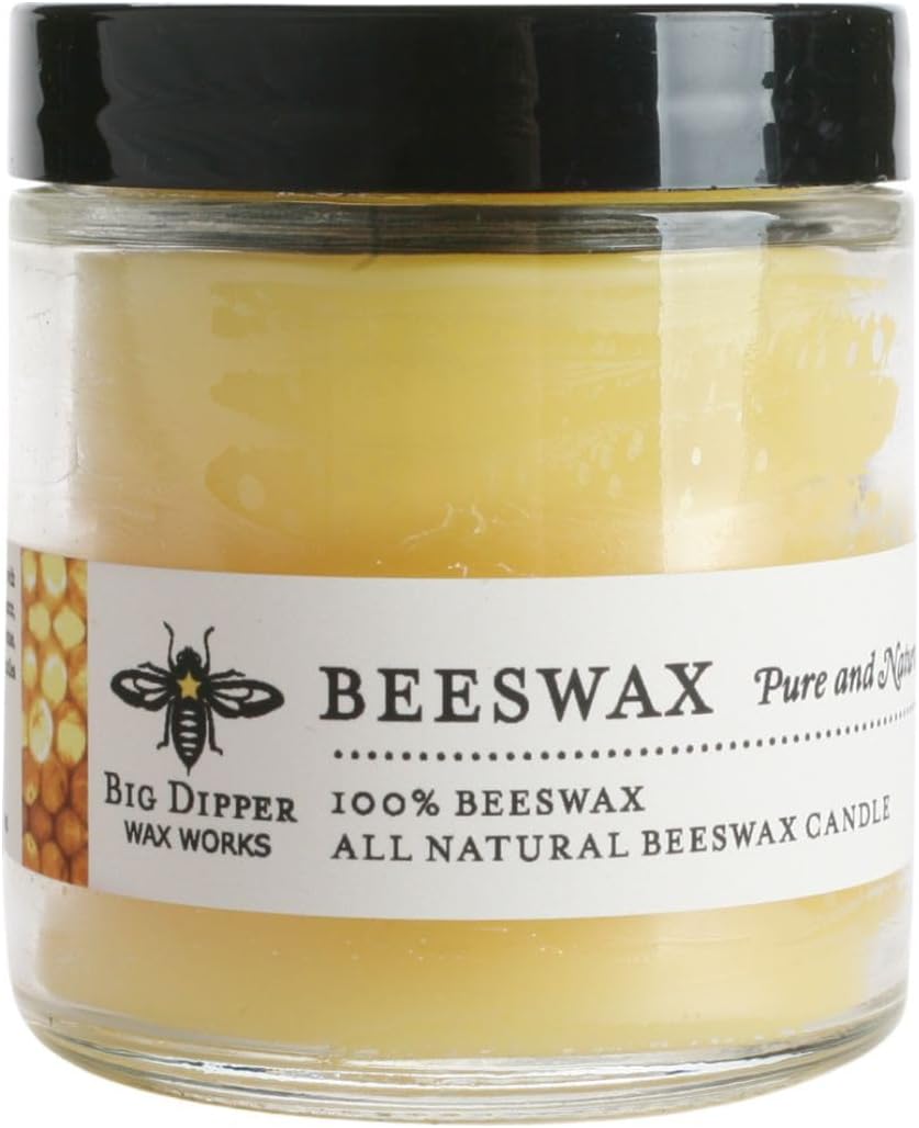 Big Dipper Wax Works pure beeswax candle in apothecary jar with lid