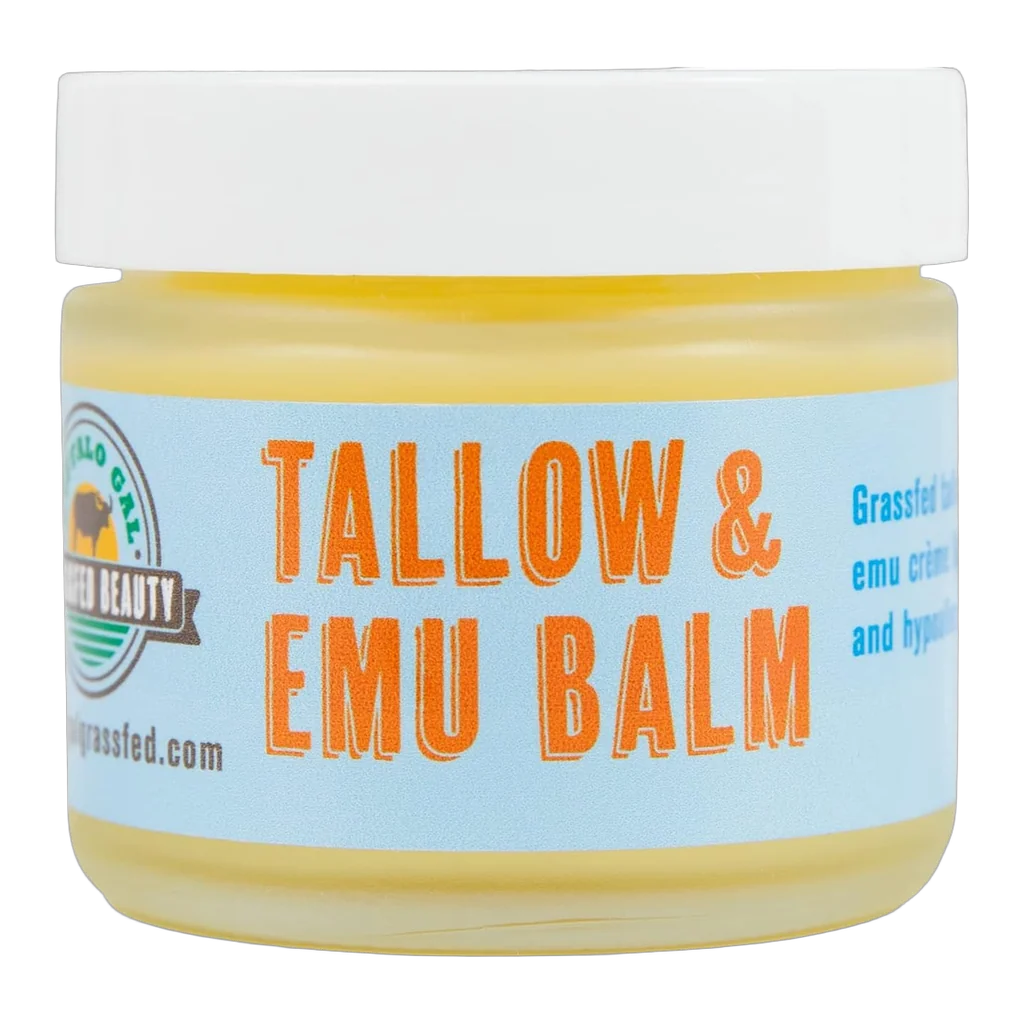 Buffalo Gal Grassfed Beauty Tallow and Emu Balm unscented jar