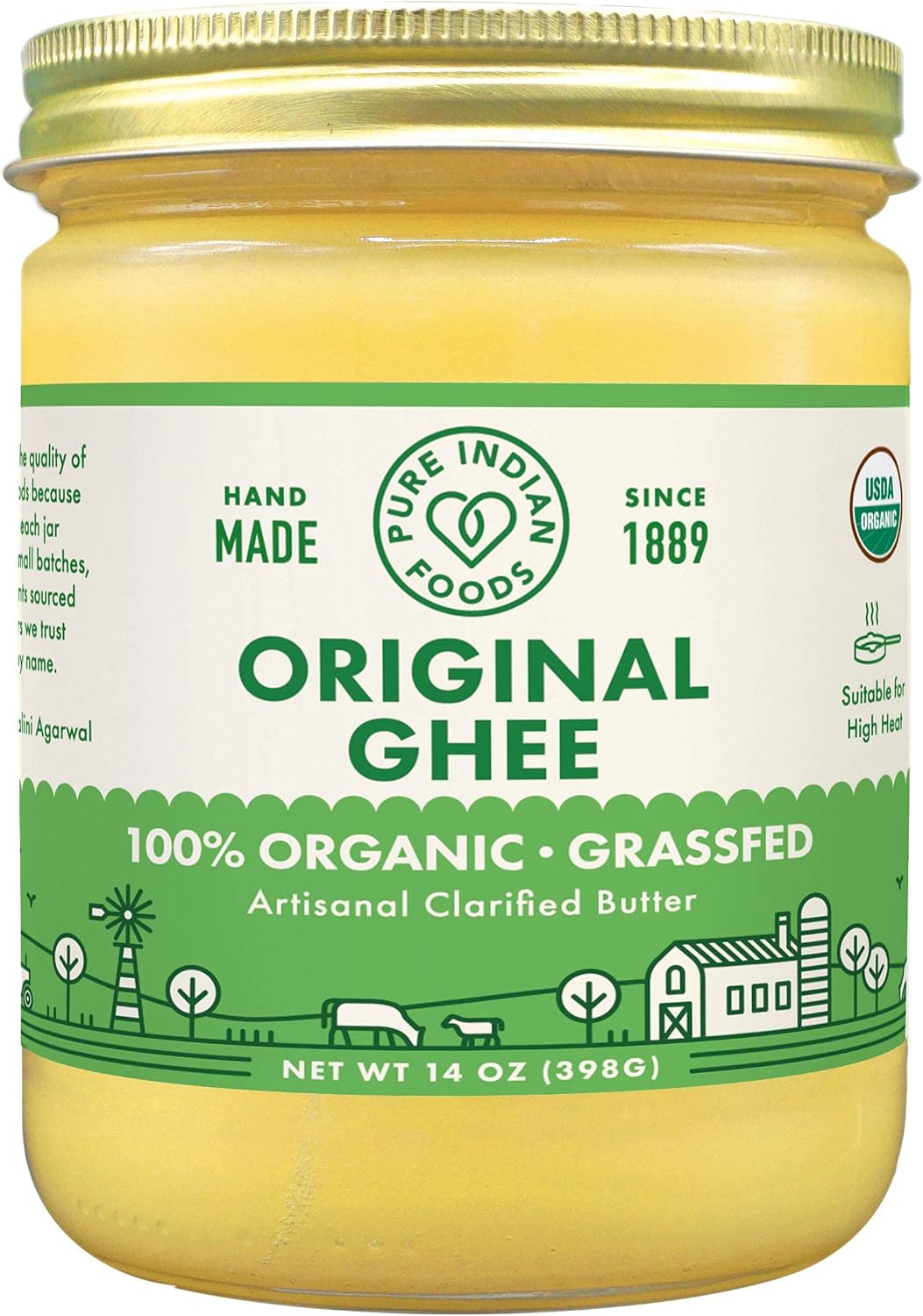 Pure Indian Foods grass-fed organic ghee jar