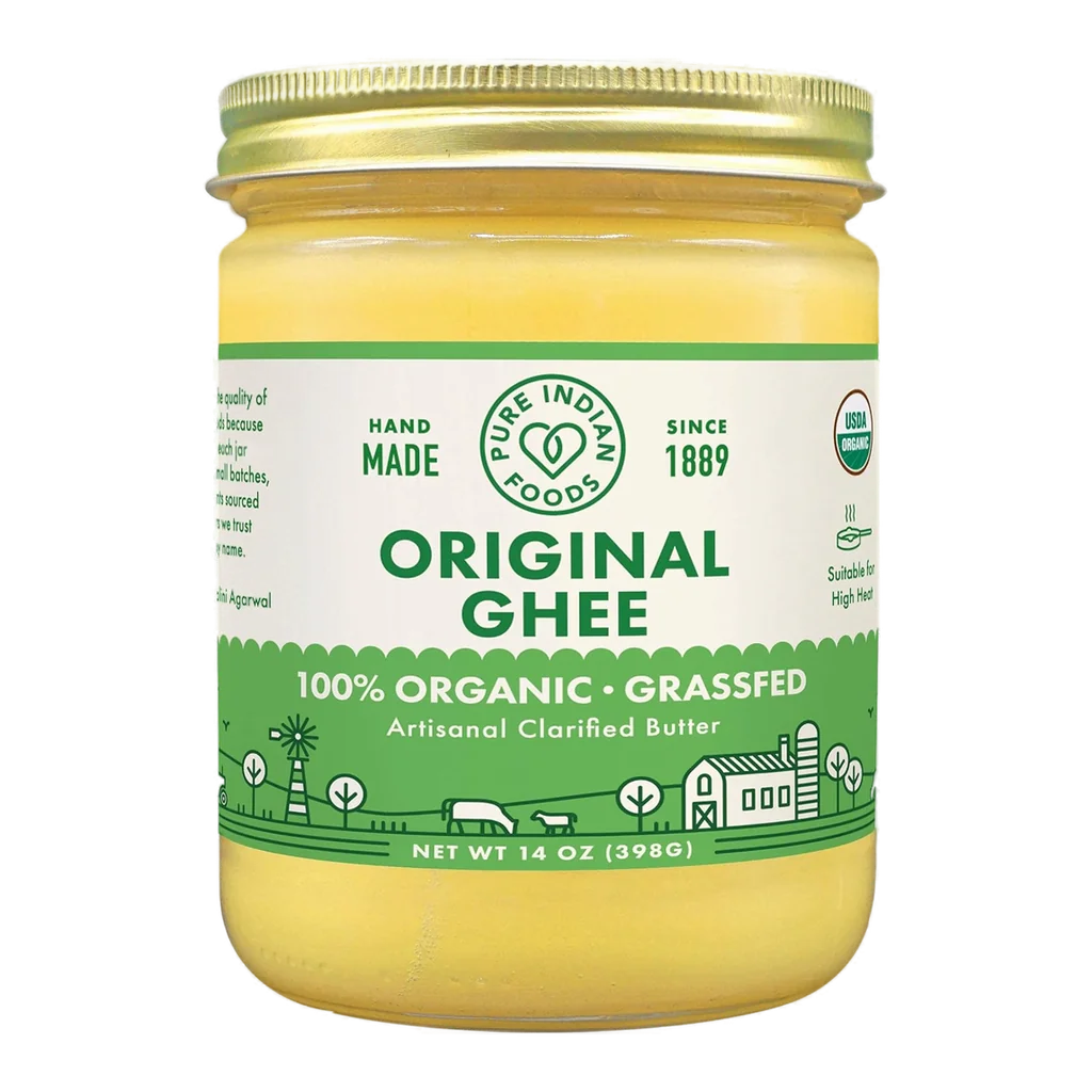 Pure Indian Foods grass-fed organic ghee jar