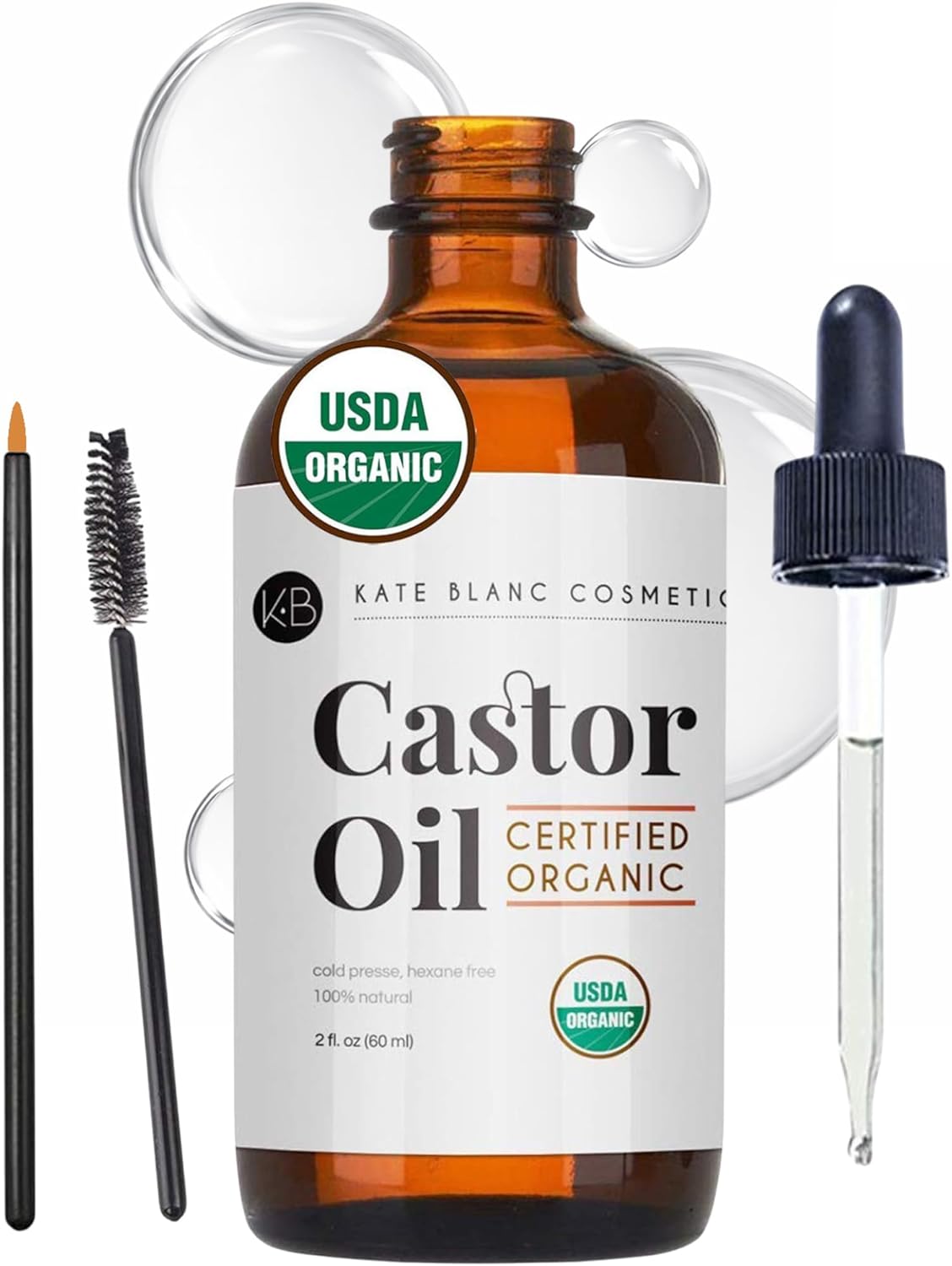 Kate Blanc Cosmetics organic castor oil for eyelashes eyebrows 2oz