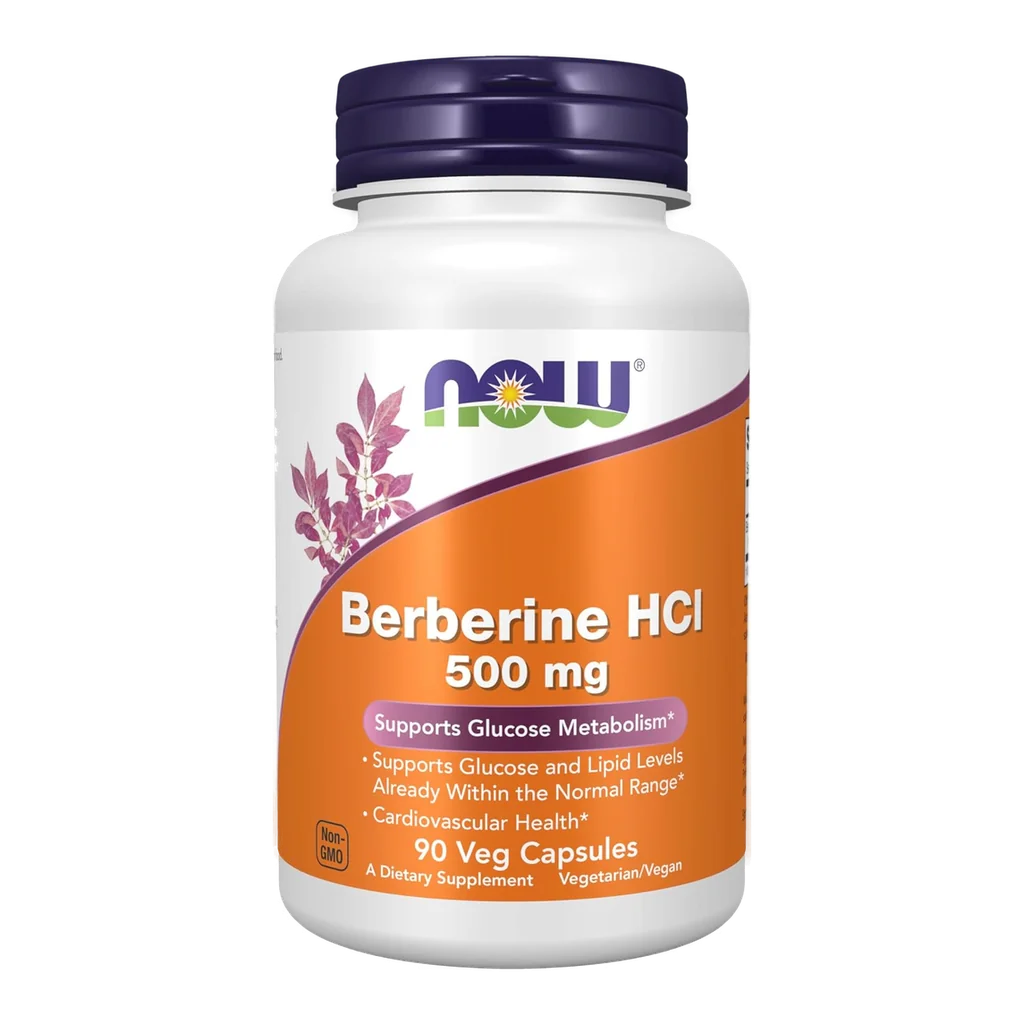 NOW Supplements berberine HCL 500mg 90 vegetarian capsules glucose metabolism