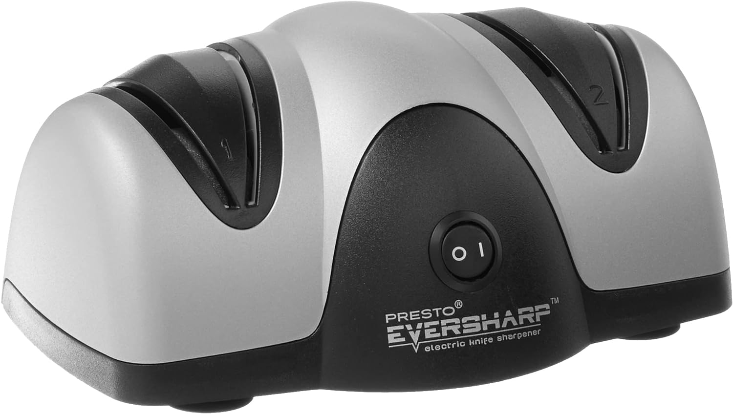 Presto 08800 EverSharp two stage electric knife sharpener in silver and black