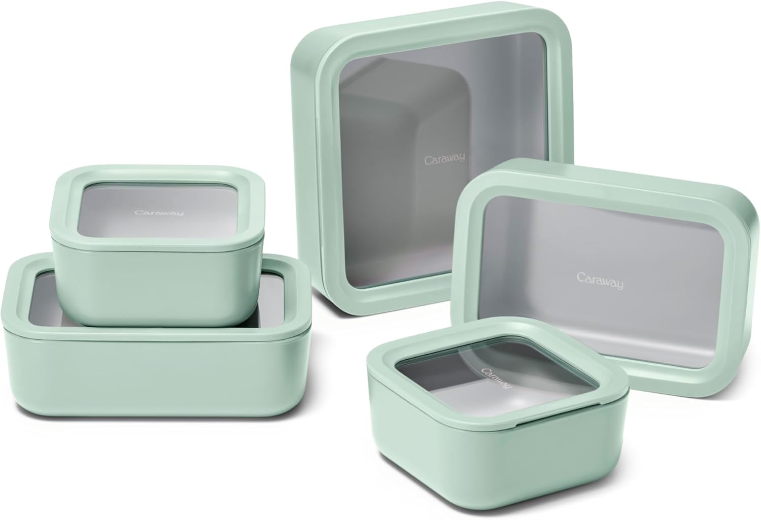 Caraway glass food storage set with bamboo lids