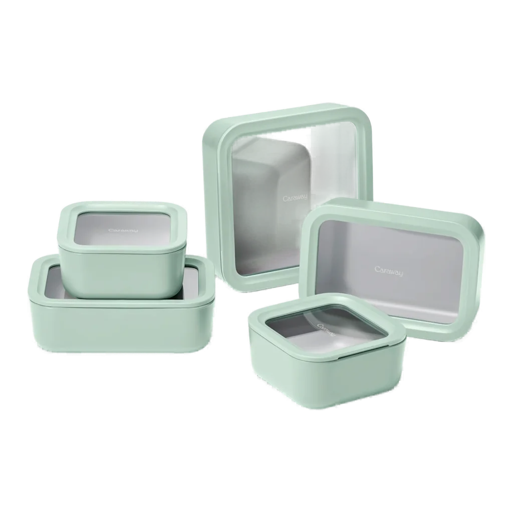 Caraway glass food storage set with bamboo lids