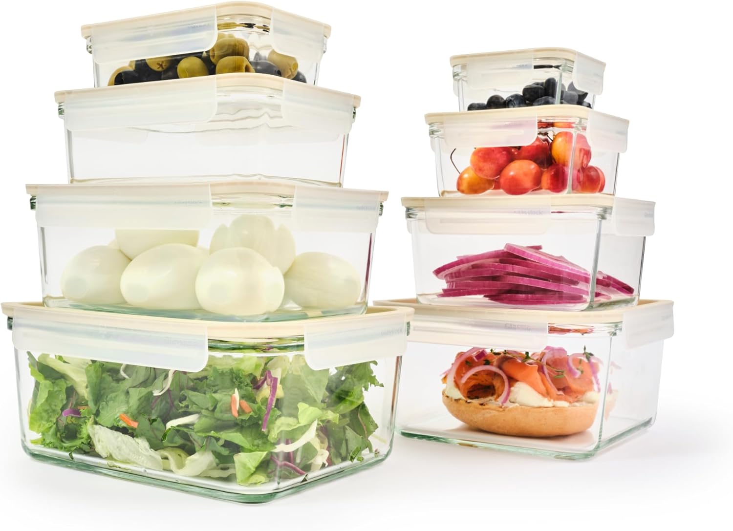 Glasslock tempered glass food storage containers with locking lids