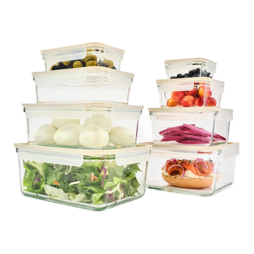 Glasslock tempered glass food storage containers with locking lids