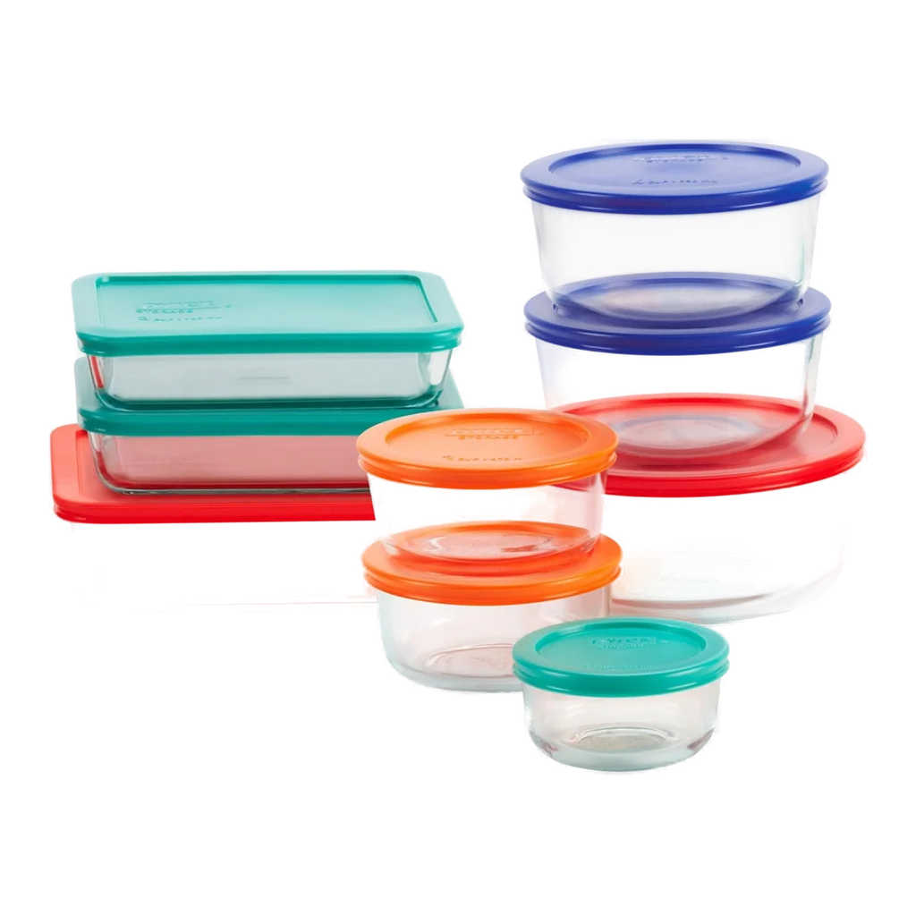 Pyrex Simply Store glass food storage set with plastic lids