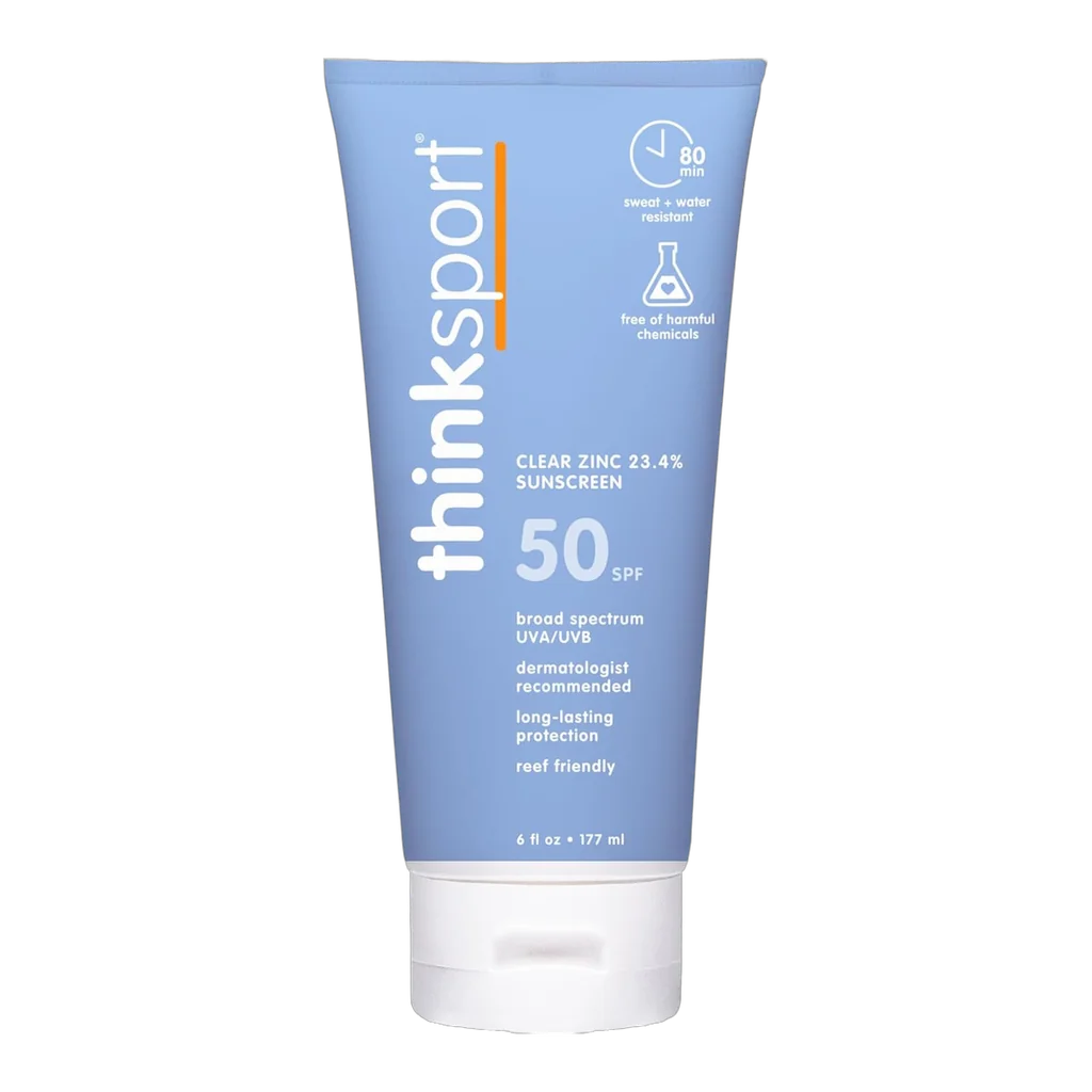 Thinksport SPF 50+ Mineral Sunscreen with Clear Zinc Oxide bottle