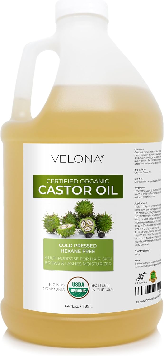 velona USDA certified organic castor oil 64oz bulk cold pressed hexane free