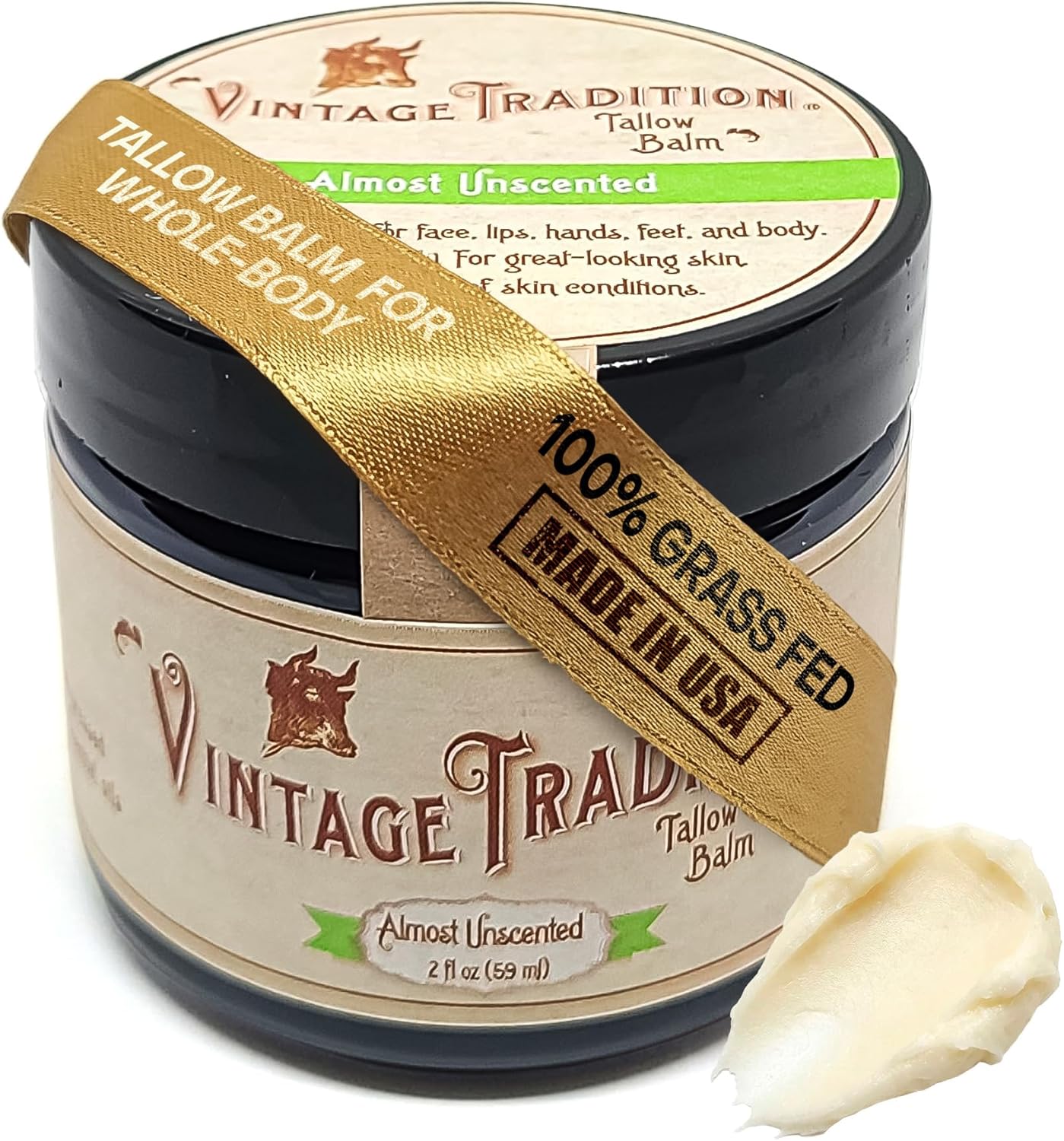 Vintage Tradition Almost Unscented beef tallow balm jar