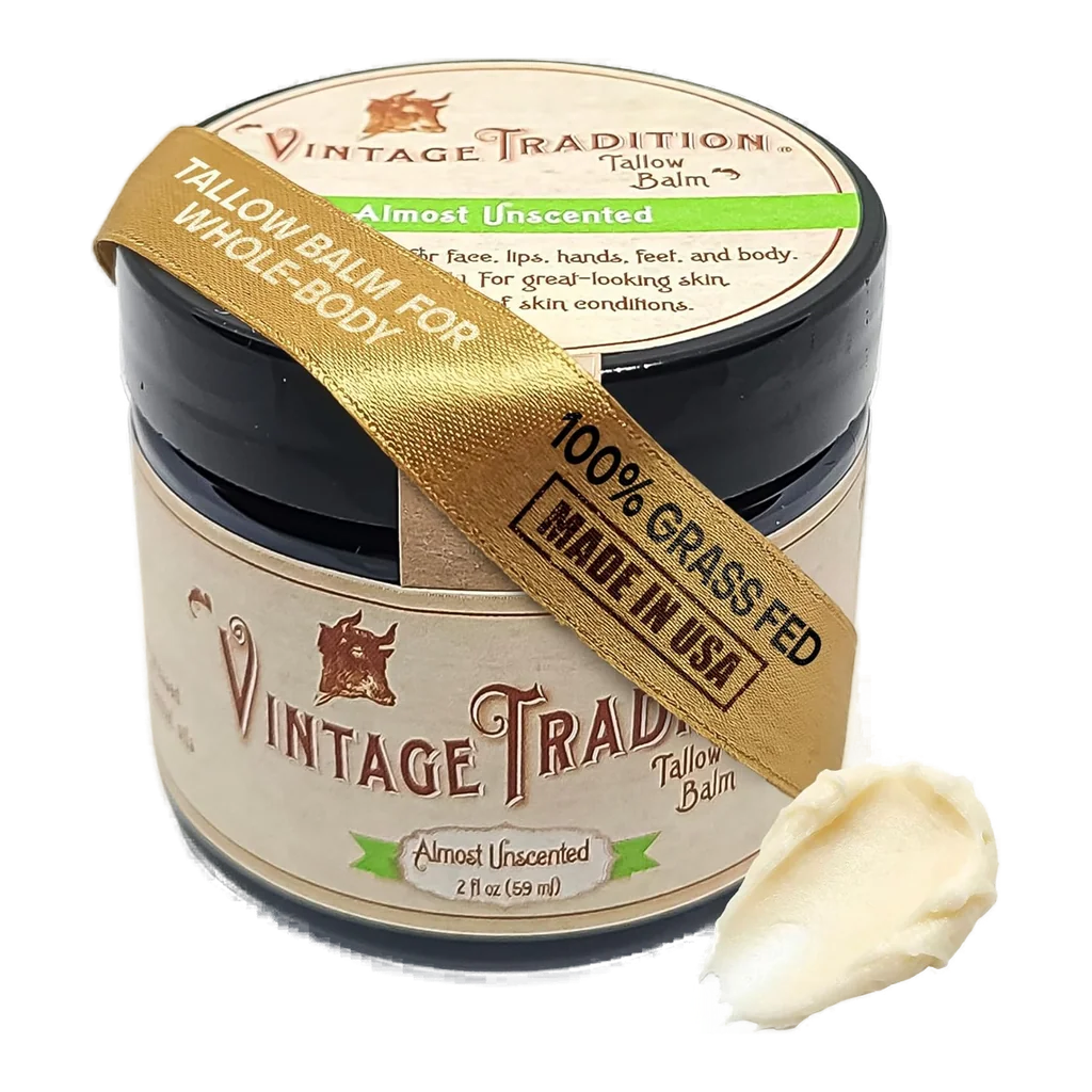 Vintage Tradition Almost Unscented beef tallow balm jar