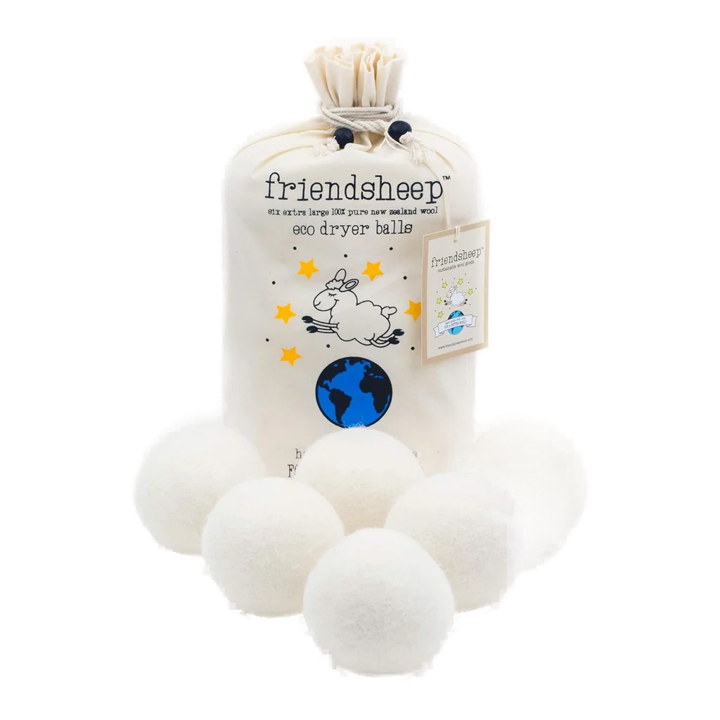 Set of wool dryer balls for chemical-free laundry