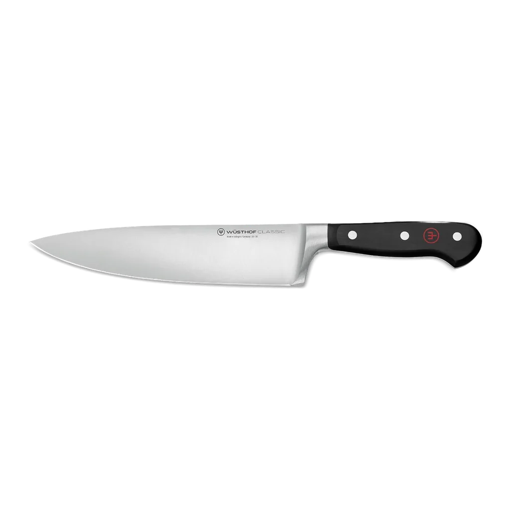 Wusthof Classic 8 inch chef's knife with black handle and full tang stainless steel blade