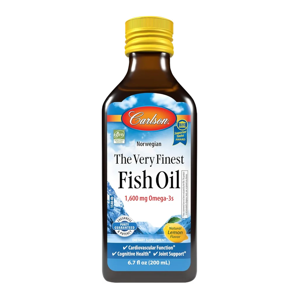 Carlson The Very Finest Fish Oil lemon liquid bottle