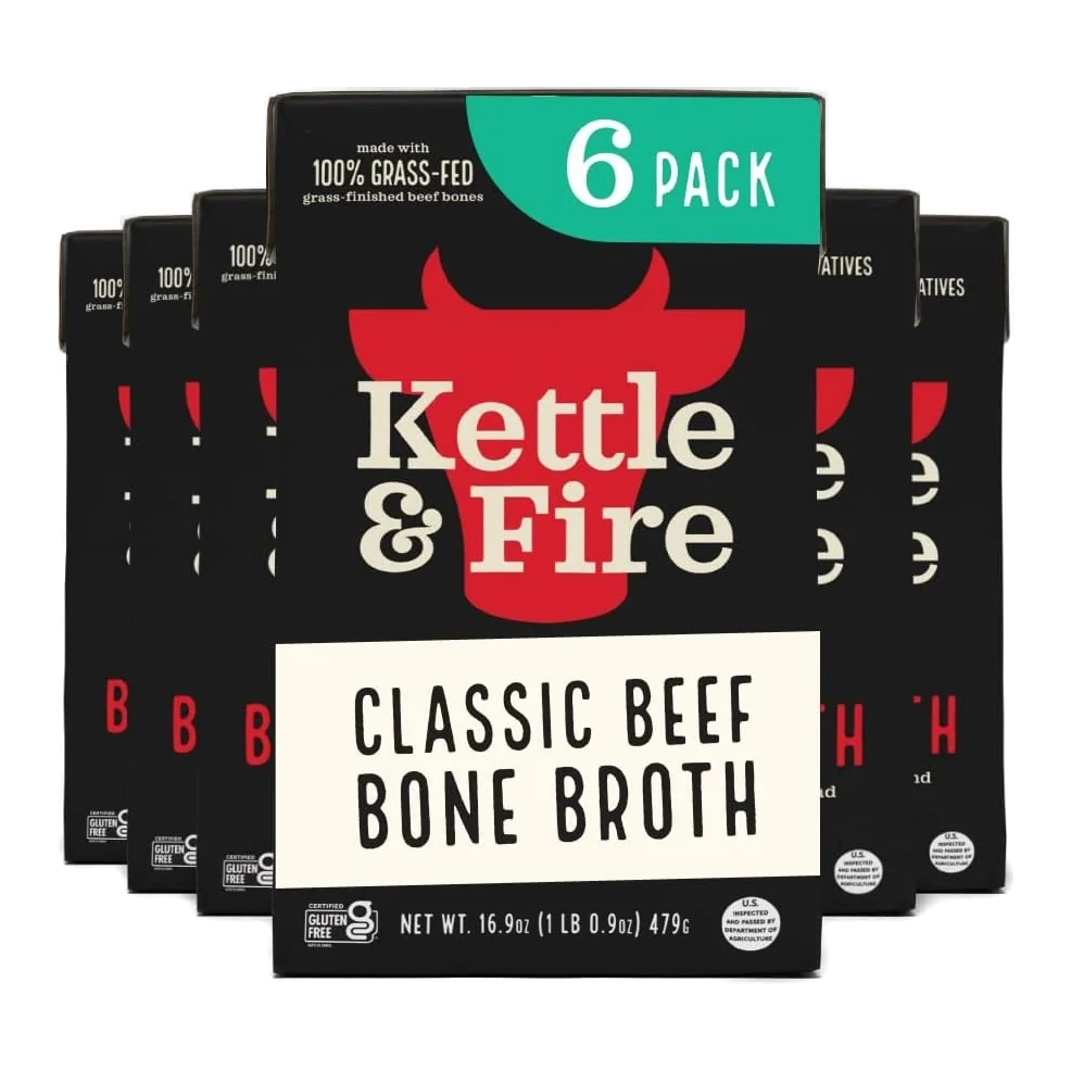 Kettle & Fire Classic Beef Bone Broth (6 pack)