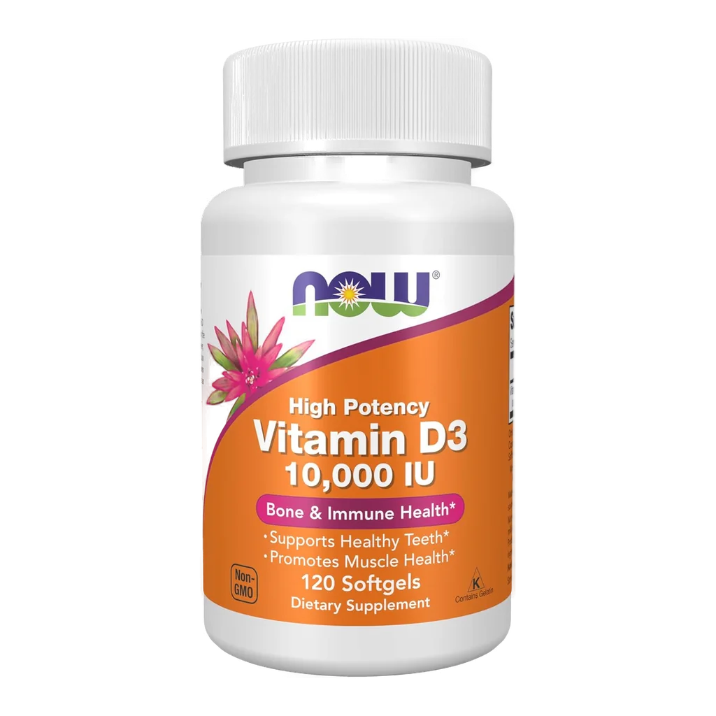 NOW Foods Vitamin D-3 10,000 IU softgels bottle