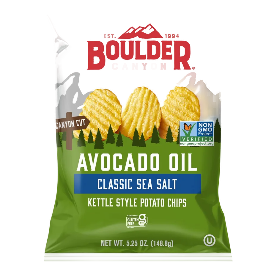 Boulder Canyon avocado oil sea salt potato chips bag