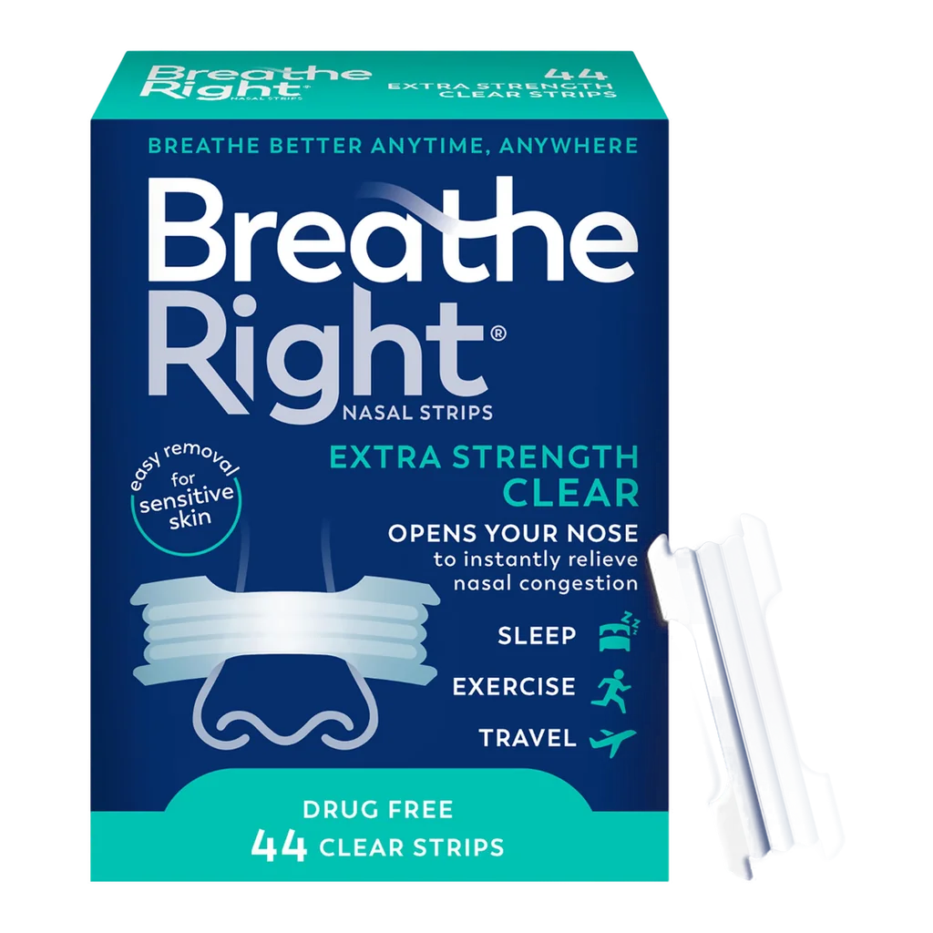 Breathe Right Extra Strength clear nasal strips box