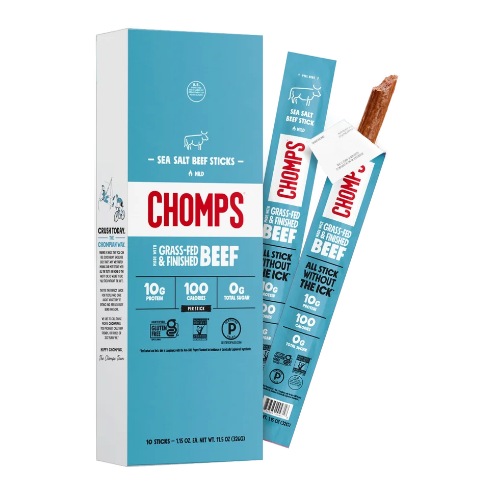 Chomps grass-fed beef sticks, 10 count box