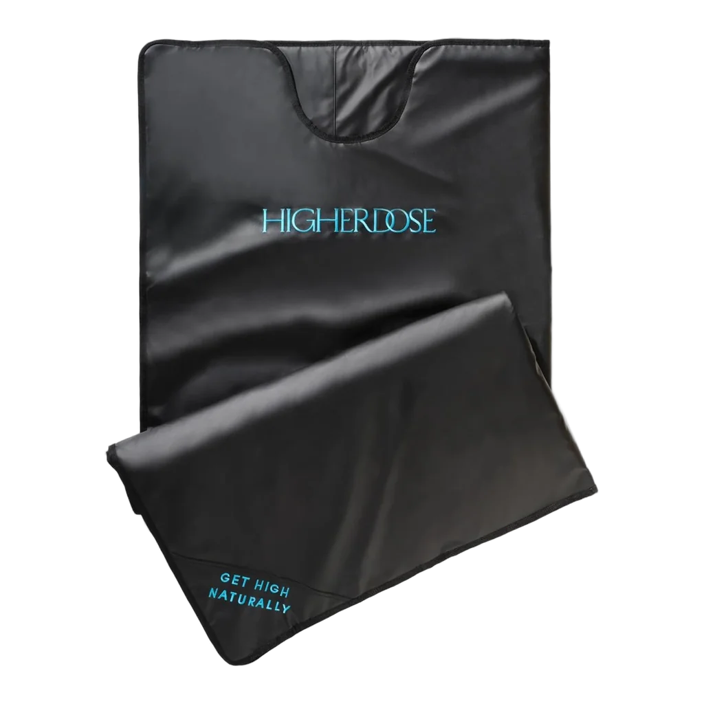 HigherDOSE infrared sauna blanket with handheld controller