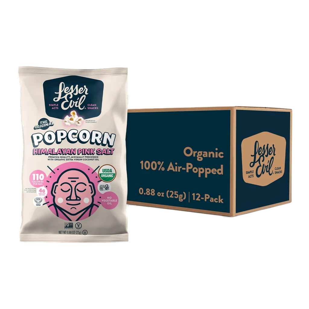 LesserEvil organic popcorn with Himalayan pink salt