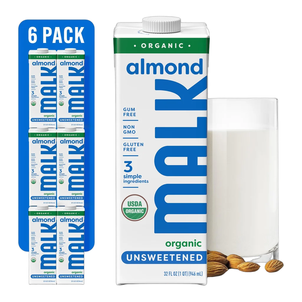 Malk unsweetened almond milk carton