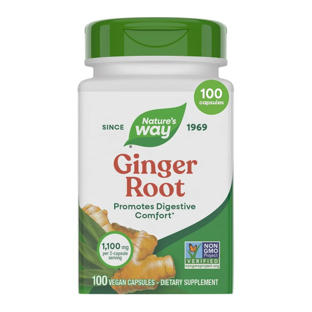Natures Way Ginger Root 1,100 mg capsules bottle